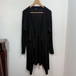 EILEEN FISHER Cardigan Large Black Italian Yarn Open Front Sweater Lagenlook